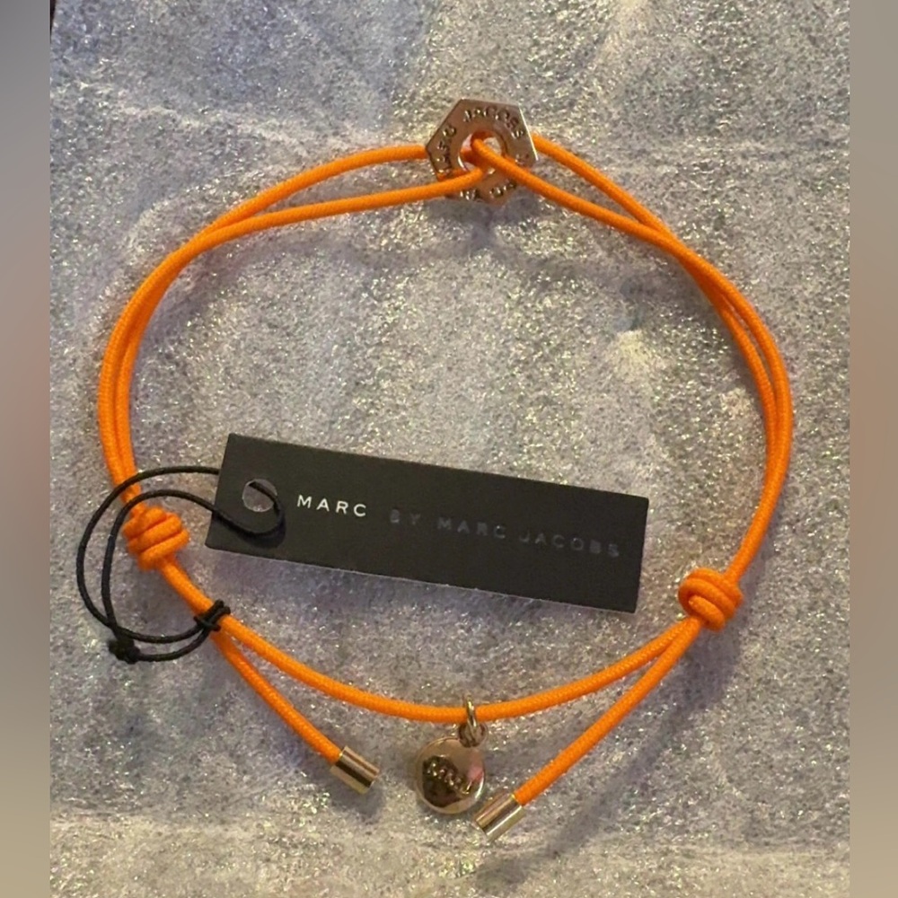 Marc Jacobs Vibrant Orange Cord Bracelet with Gold Charm